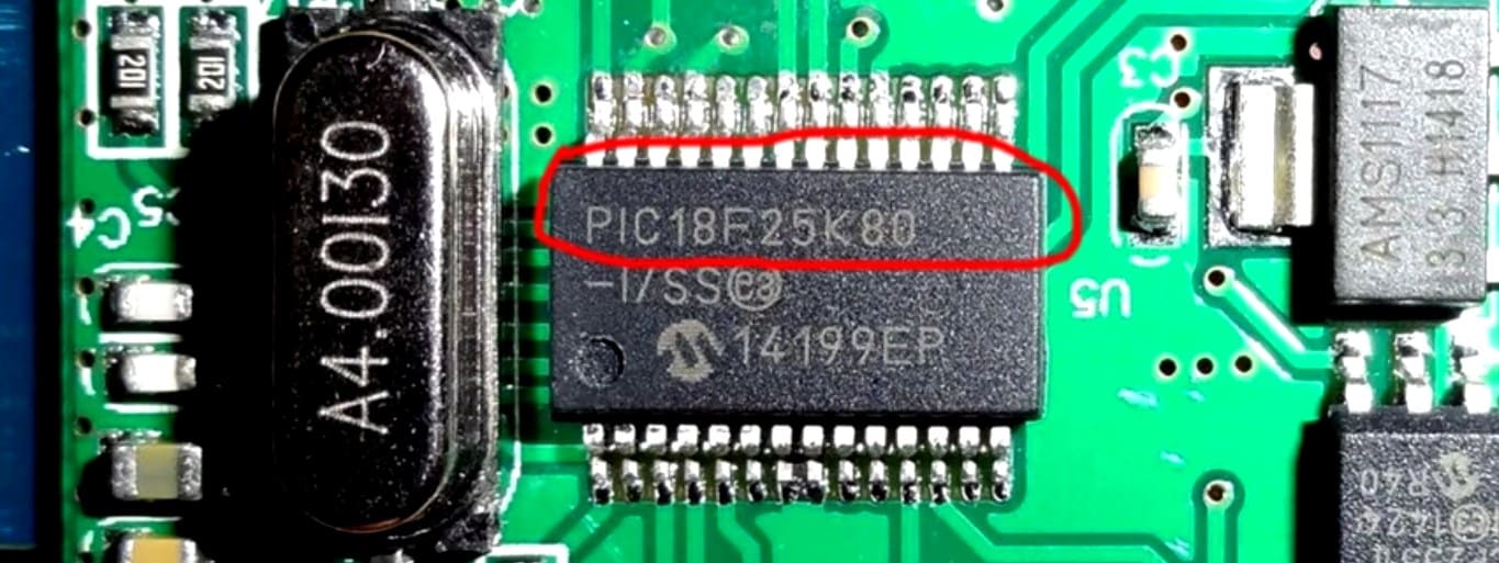 Контроллер pic18f25k80 сканнера ELM327 v 1.5