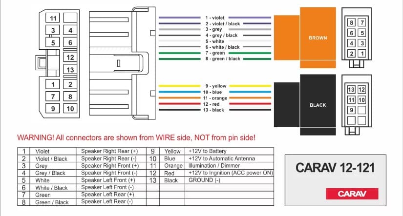 ISO штекер для подключения магнитол Subaru CARAV 12-121