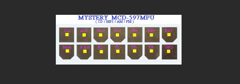 Распиновка разъема магнитолы Mystery mcd 597mpu, 794mpu