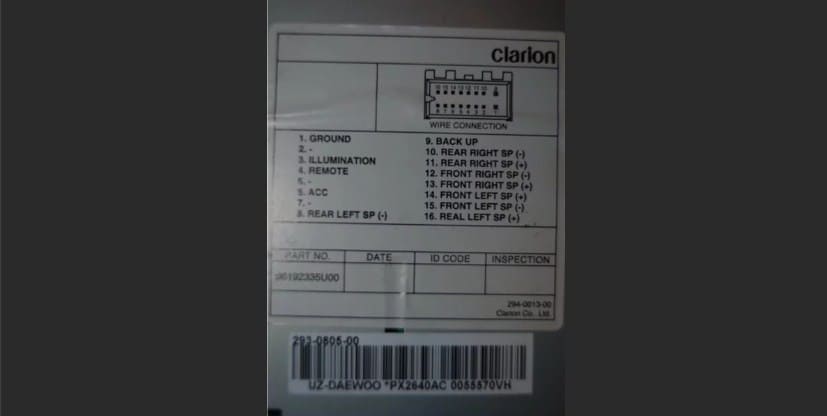 Clarion Daewoo px2640ag 2 pinout