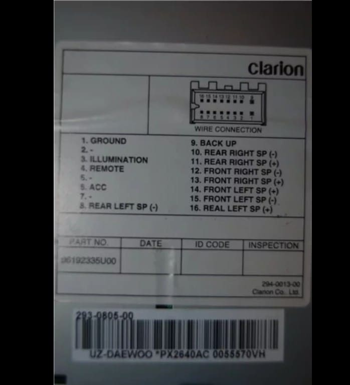 Clarion Daewoo px2640ag pinout