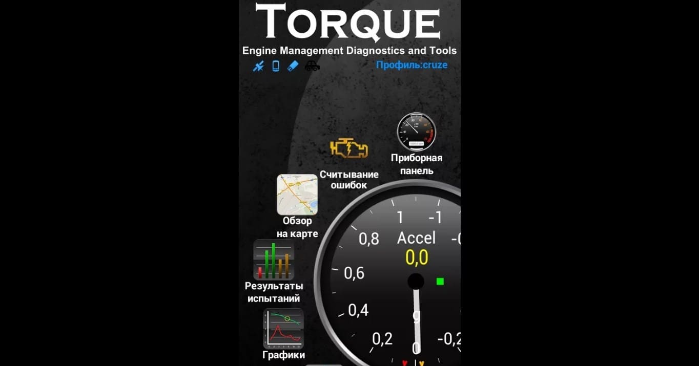 Интерфейс программы Torque