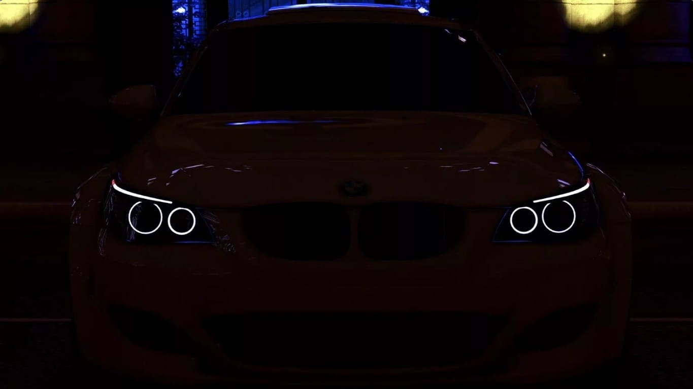 Ангельские глазки BMW E60 5 series в ночи