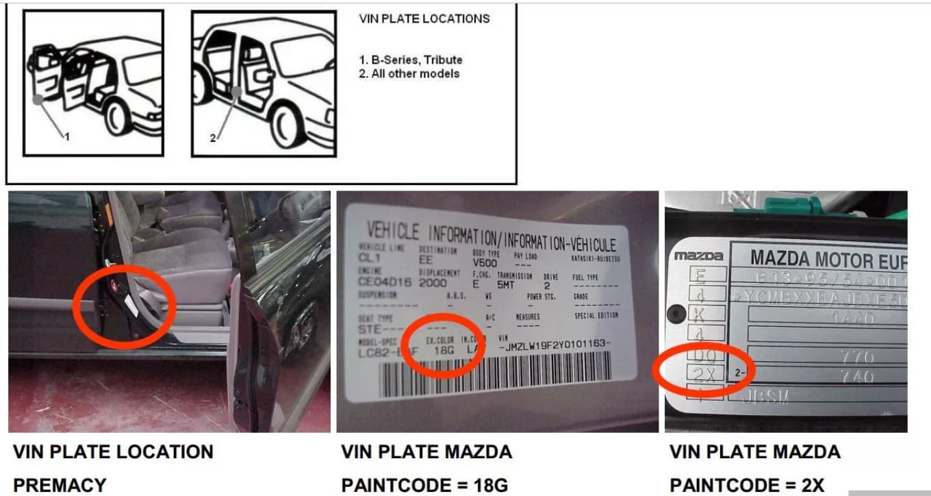 Где находится идентификационная таблица Mazda