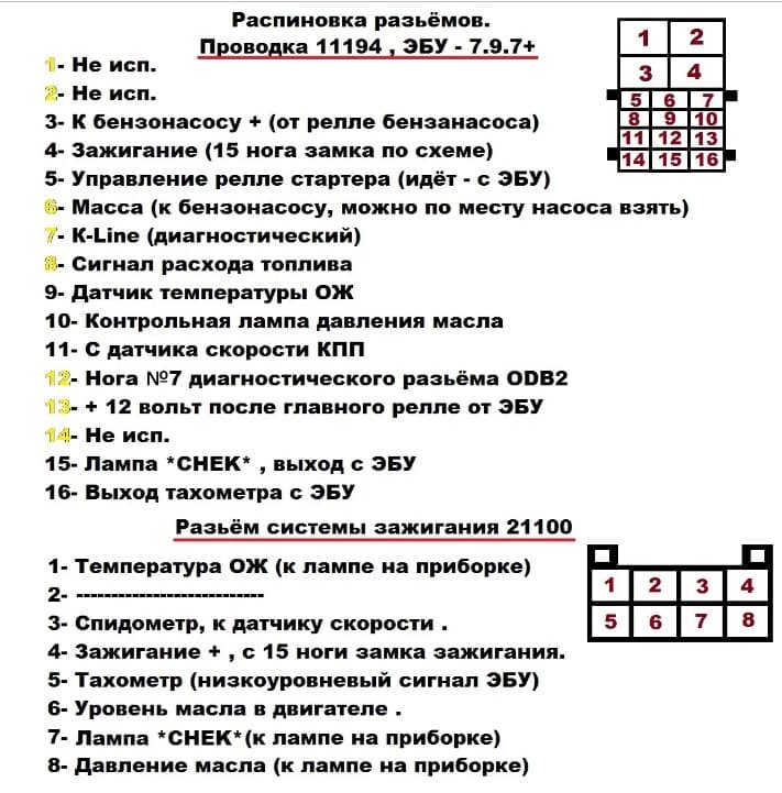 Схема подключения эбу ваз 2109 инжектор