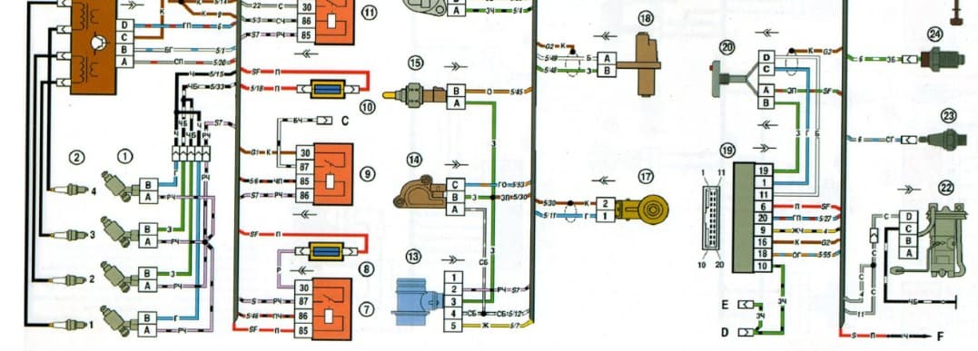 Схема электропроводки ваз 2115 инжектор 8 клапанов