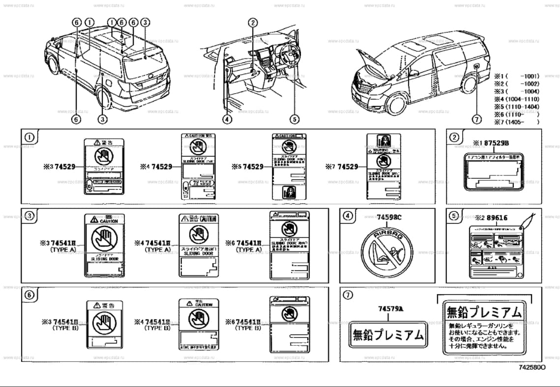 Идентификационные таблицы, номера на автомобилях Тойота